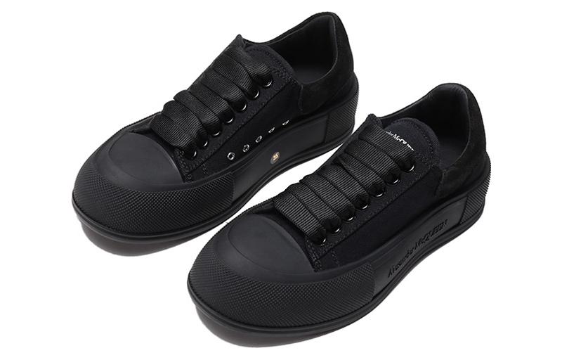 (WMNS) Alexander McQueen Deck Skate Plimsoll Shoes 'Black' 697120W4MV71000