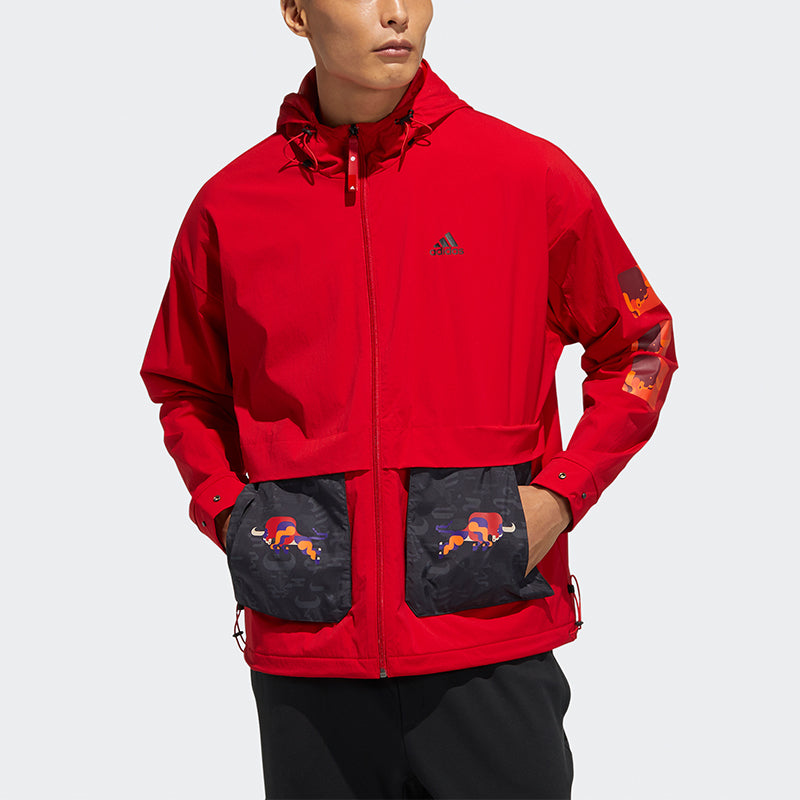 adidas Cny Jkt New Year's Edition Casual Sports Hooded Jacket Red GP1822