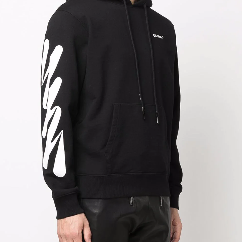 Men's Off-White Solid Color Pattern Printing Black OMBB097S22FLE0091001