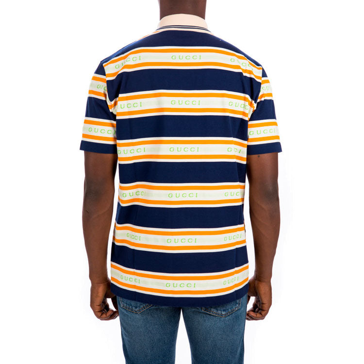 Gucci Logo Collar Stripe Polo 'Ink Ivory' 645258-XJC6I-4273