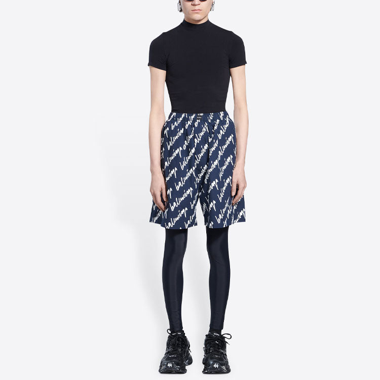 Balenciaga All Over Scribble Shorts 'Indigo' 672410TLLJ48502