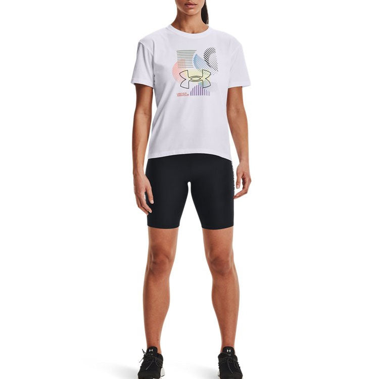 (WMNS) Under Armour Geo Graphic Training Sports Short Sleeve White 1363258-100