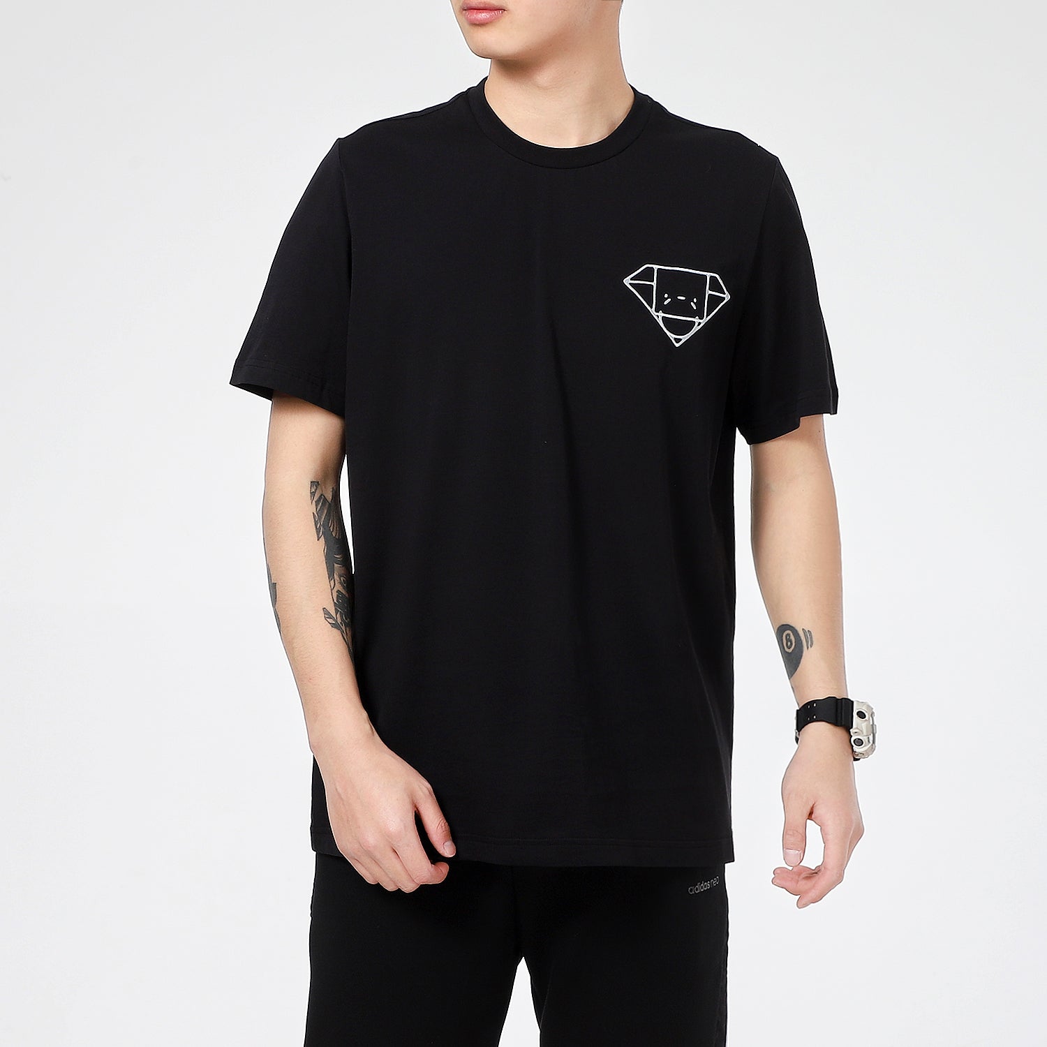 adidas Diamond Tee Short-sleeved Breathable Running Men's Black GN5114
