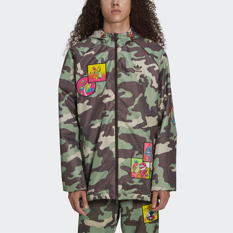adidas originals x JEREMY SCOTT Crossover Casual hooded Camouflage Jacket Green H53375