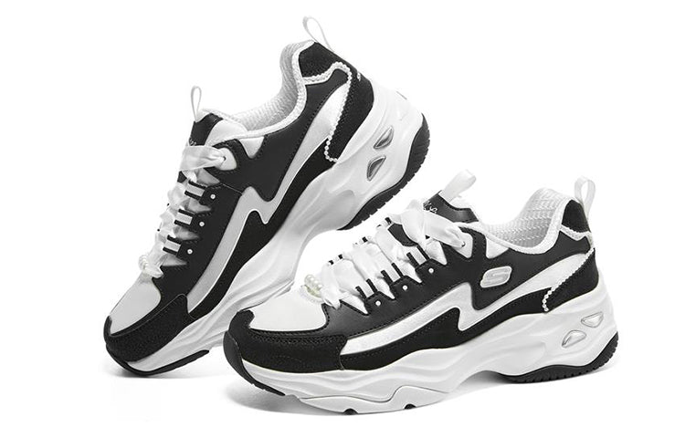 (WMNS) Skechers D'lites 4.0 'White Black' 896156-BKW