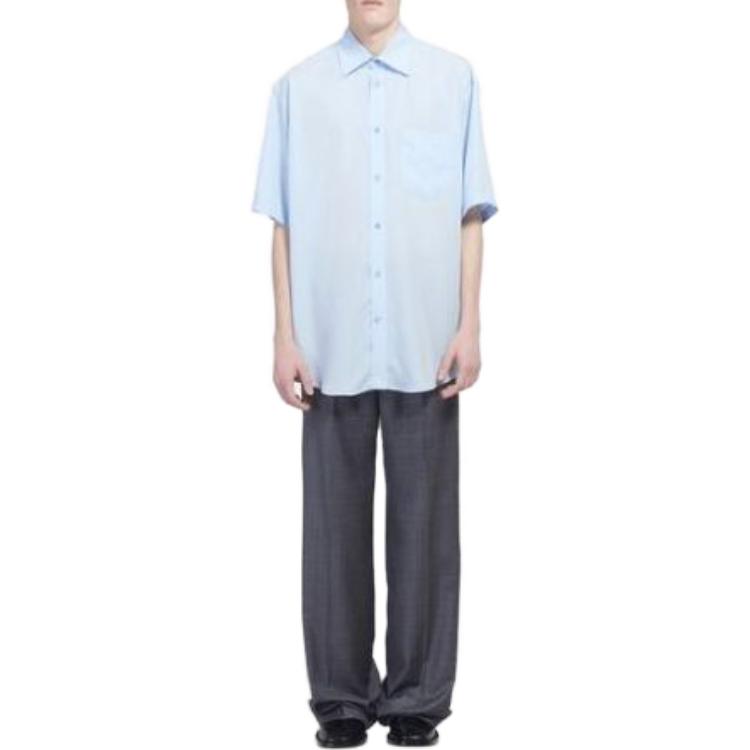 Balenciaga Short Sleeve Shirt 'Light Blue' 584019TFO024850