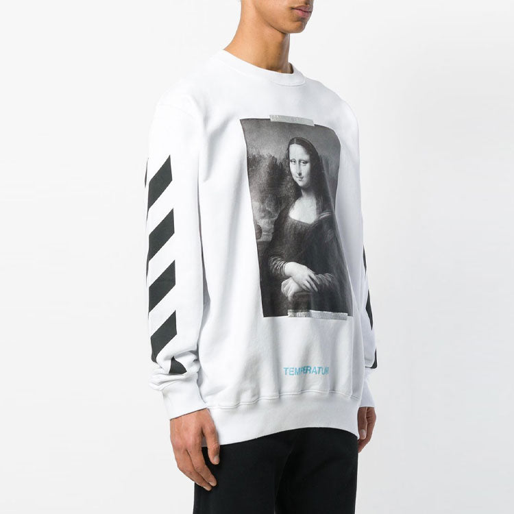 Off-White C/O Virgil Abloh Men's White Diag Monalisa Crewneck Sweater White OMBA003S180030120110