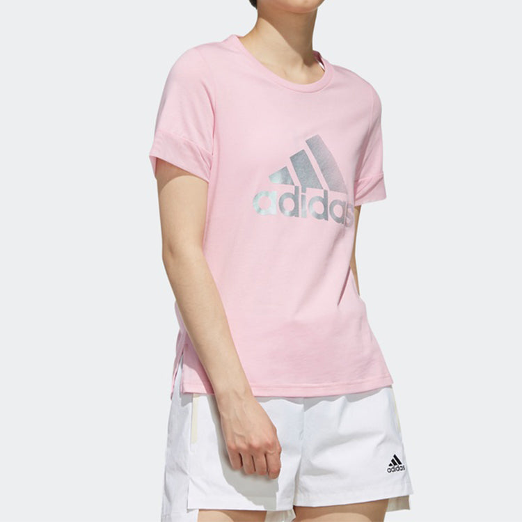 (WMNS) adidas Alphabet Logo Printing Sports Short Sleeve Pink DY8636