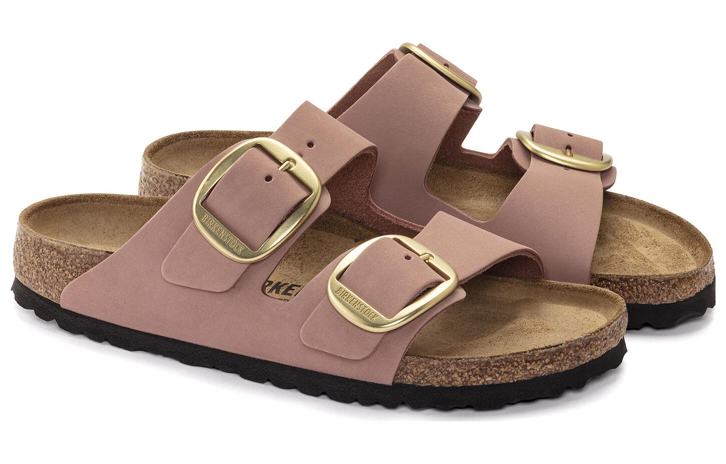 (WMNS) Birkenstock Arizona Big Buckle Nubuck Leather Narrow Fit Sandals 'Old Rose' 1024074