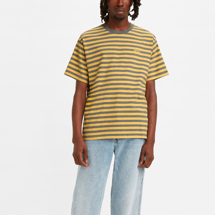 Men's Levis Colorblock Stripe Logo Embroidered Short Sleeve Yellow T-Shirt 39856-0005
