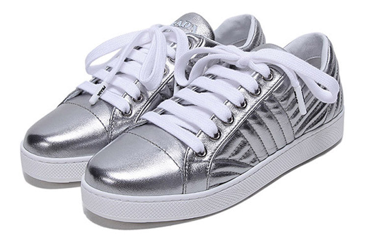 (WMNS) PRADA Leather Sneakers 'Silver' 1E254L_79A_F0135_F_005