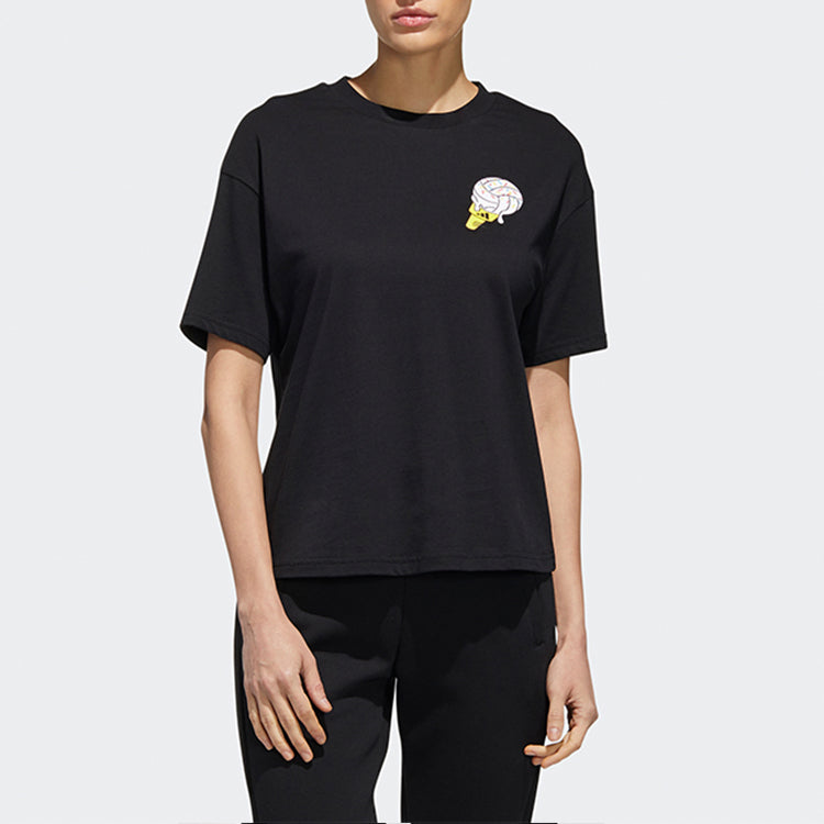 (WMNS) adidas Printing Short Sleeve Black GF0152