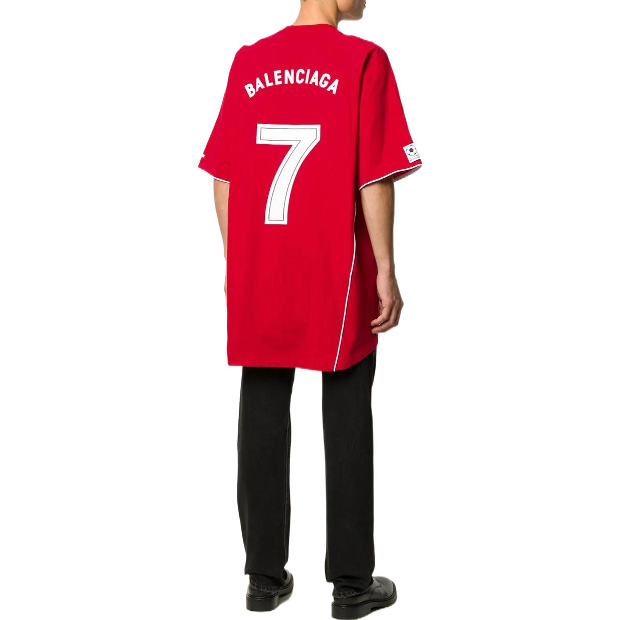 Balenciaga Soccer T-shirt Oversized 'Red White' 641658TJV516540