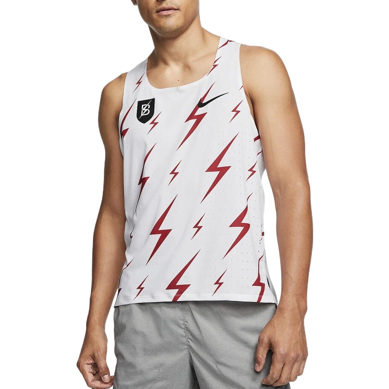 NIKE Aeroswift Bowerman Track Club Running Racing Singlet 'White Red' CW1257-100