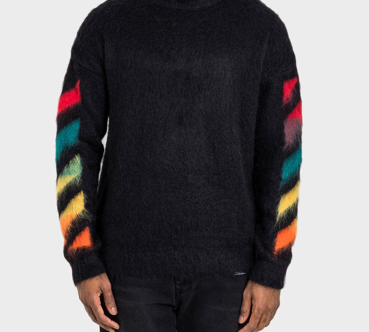 Off-White Classic Arrow Logo Printing Pullover Knit Black OMHA036E20KNI0011087