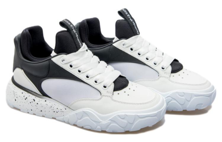 Alexander McQueen Court Tech Leather Sneakers 'White Black' 727366WIAAV9061