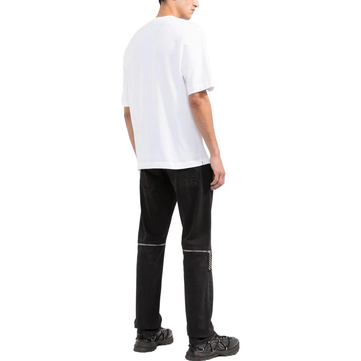 Men's Off-White Logo Printing Round Neck Short Sleeve White T-Shirt OMAA119C99JER0030110