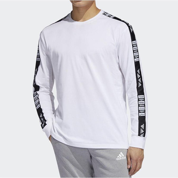 adidas logo Applique Casual Round-neck Tee Men White GE5508