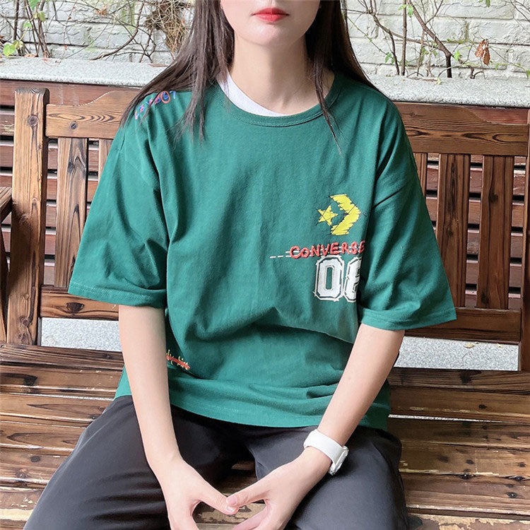 Converse Put-a-Smile-On-Your-Face Logo T-Shirt Asia Sizing 'Green' 10024879-A03