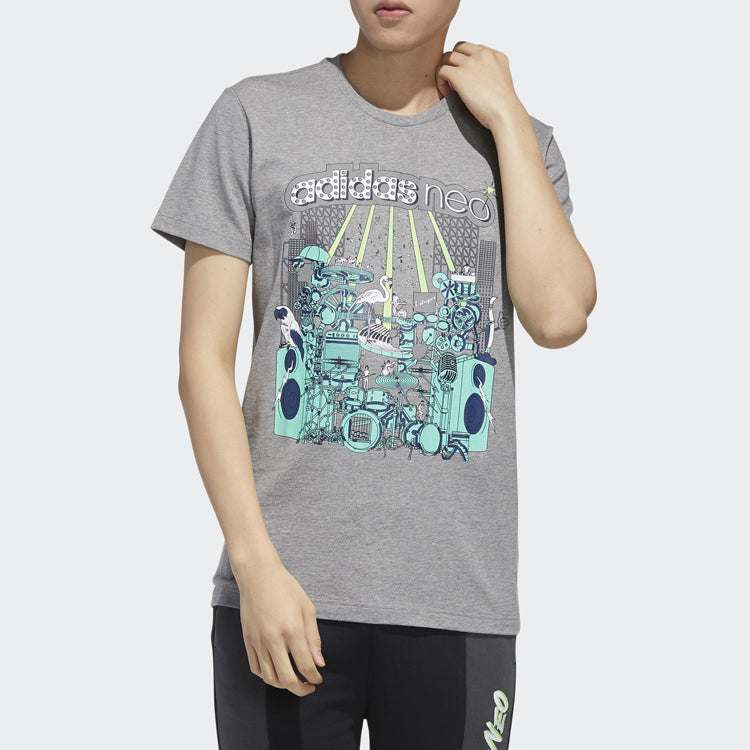 adidas neo M FAVES TEE Sports Short Sleeve Basic Gray FP7297