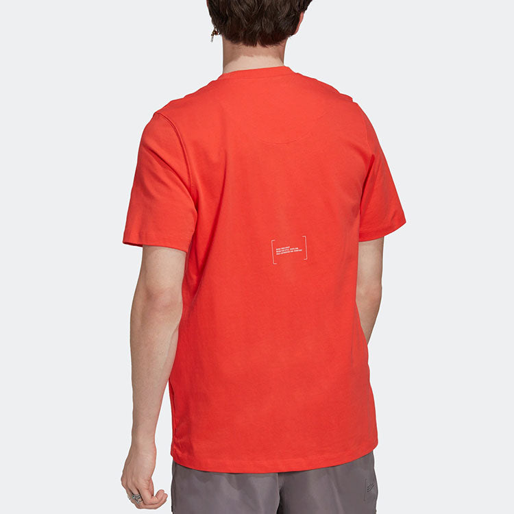 Men's adidas SS22 Logo Printing Pullover Short Sleeve Red T-Shirt HN1963