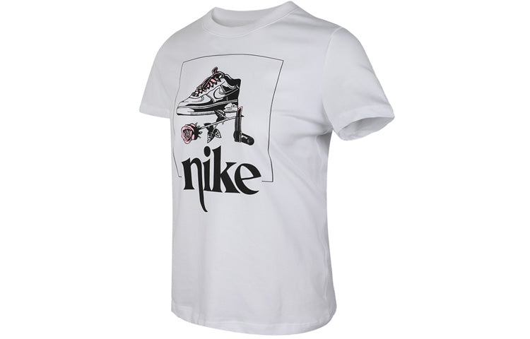 (WMNS) Nike Sportswear Printing Short Sleeve 'White Black' CT8925-100