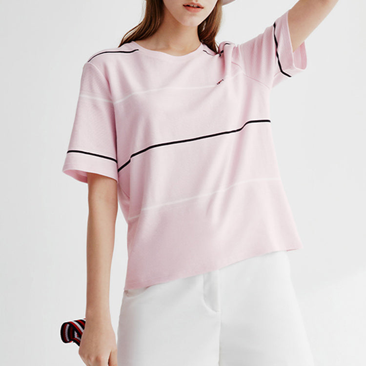 (WMNS) FILA Knit Cozy Stripe Short Sleeve T-Shirt F61W028124F-PU