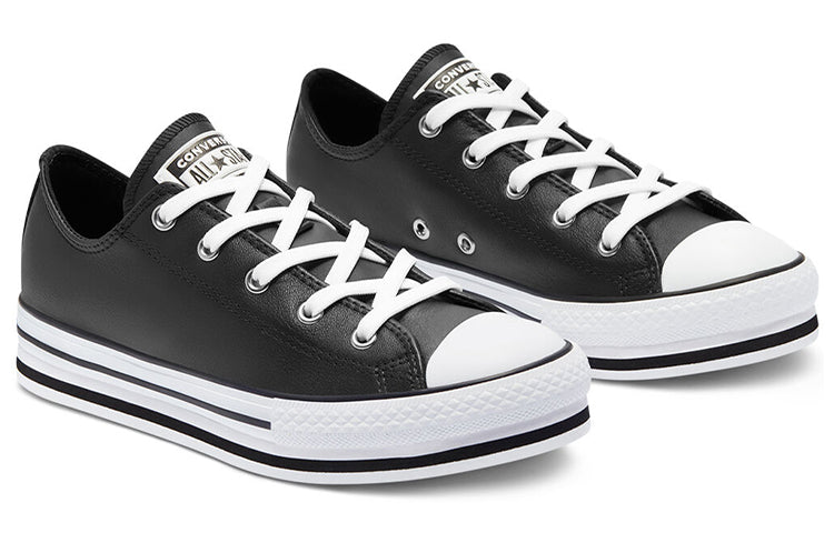 (GS) Converse Chuck Taylor All Star Leather EVA Platform Low 'Black' 669710C