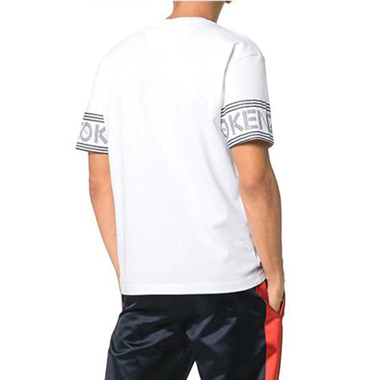 Men's KENZO Cotton logo Printing Casual Short Sleeve White F005TS0434BD-01