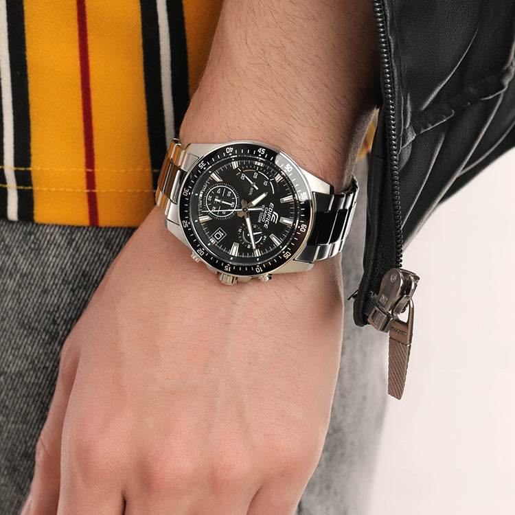 CASIO EDIFICE Stainless Steel Strap Mens SilverBlack Analog EFV-540SBK-1A