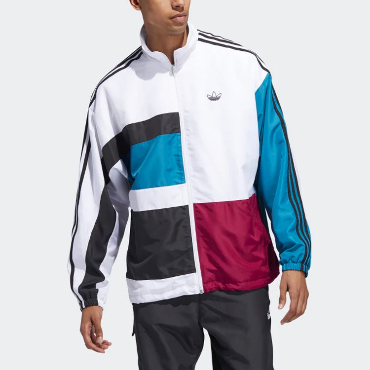 adidas originals Spirit Oversized Multicolor Splicing Sports Jacket White ED6242