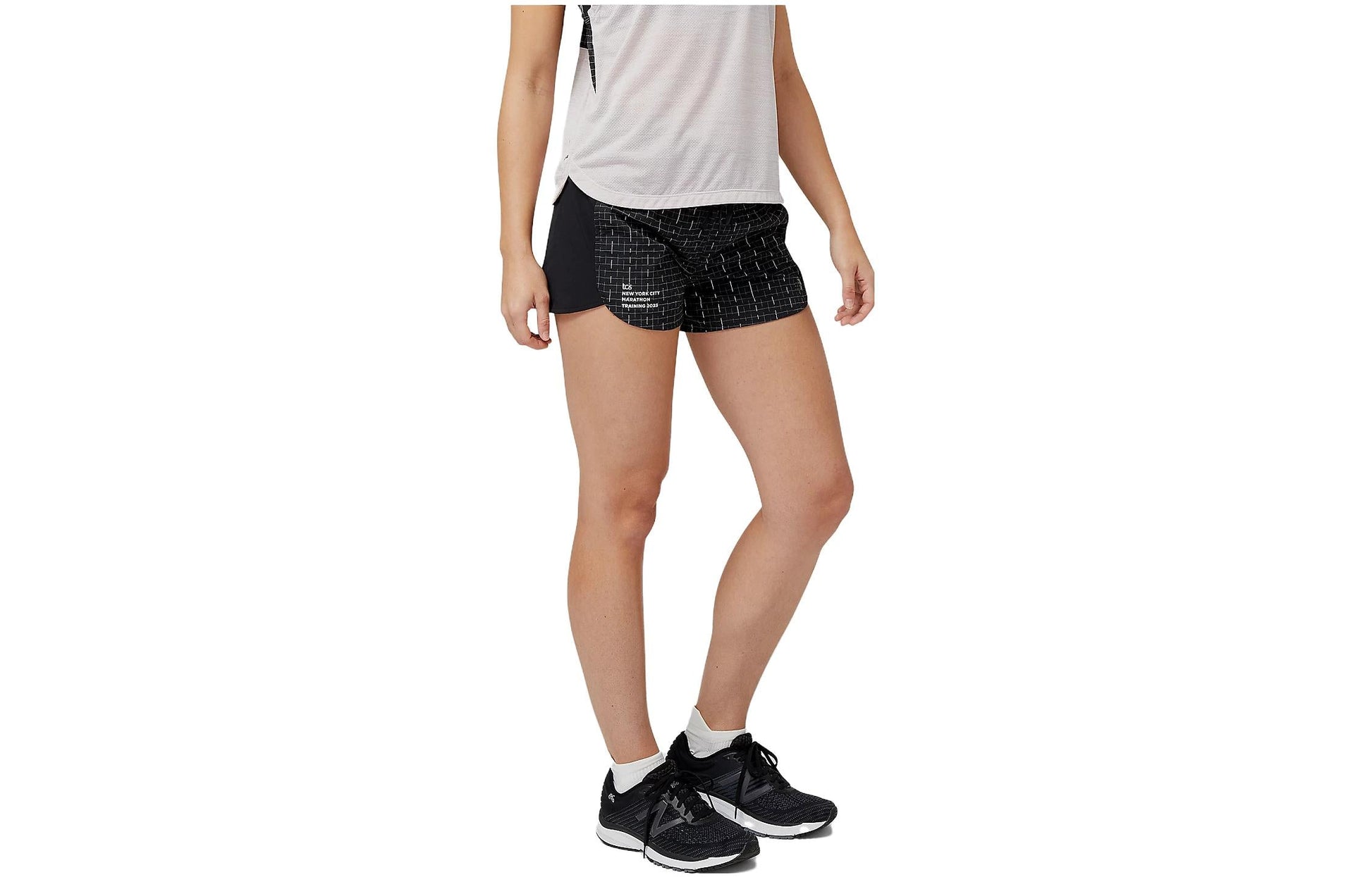 (WMNS) New Balance Logo Marathon Running Shorts Asia Sizing 'Black Silver' WS31255MBK