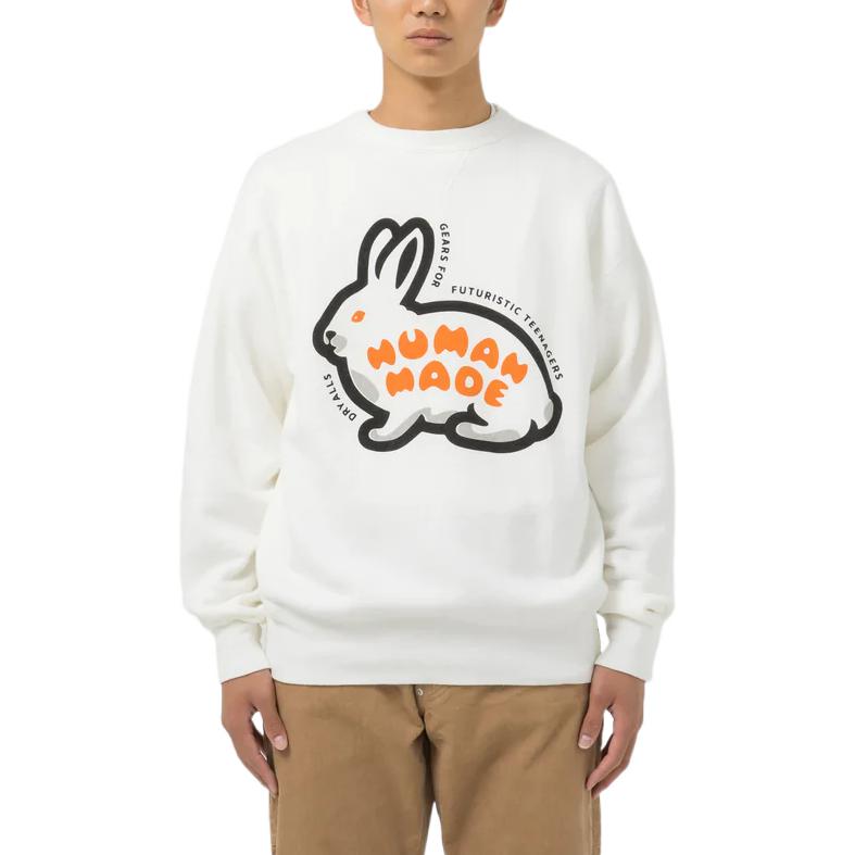 HUMAN MADE Crewneck Rabbit Sweatshirt 'White' HM24CS020