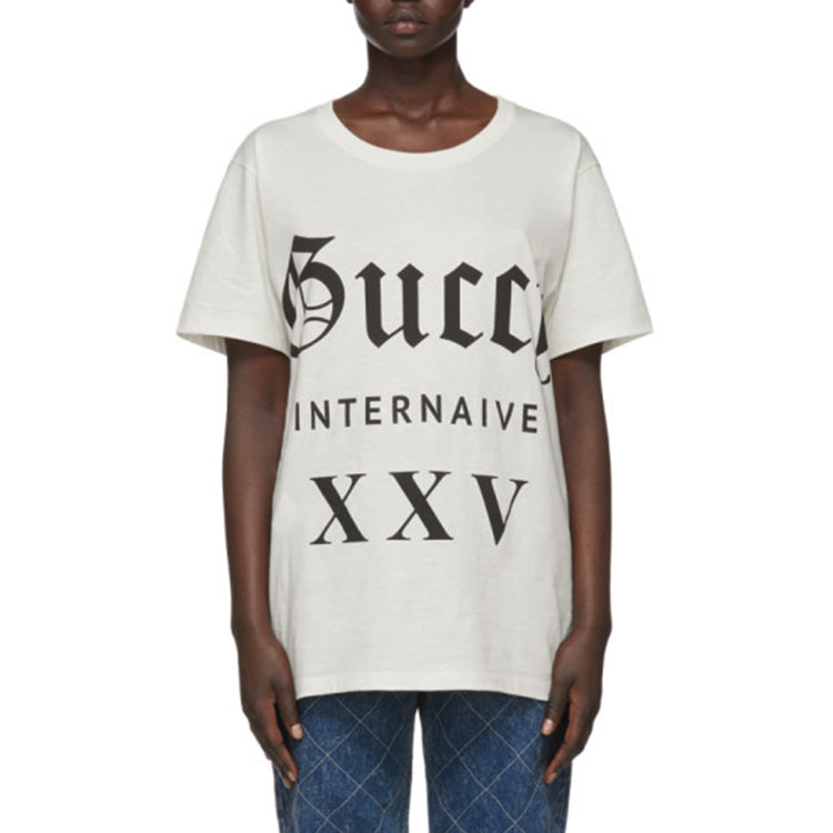 Gucci Guccy Series Cotton Short Sleeves Unisex White 492347X3P077561