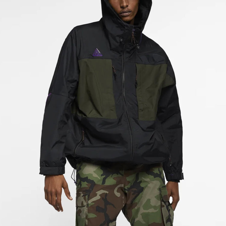 Men's Nike Windproof Colorblock Outdoor Jacket Black Purple 'Black Sequoia' AQ2294-010