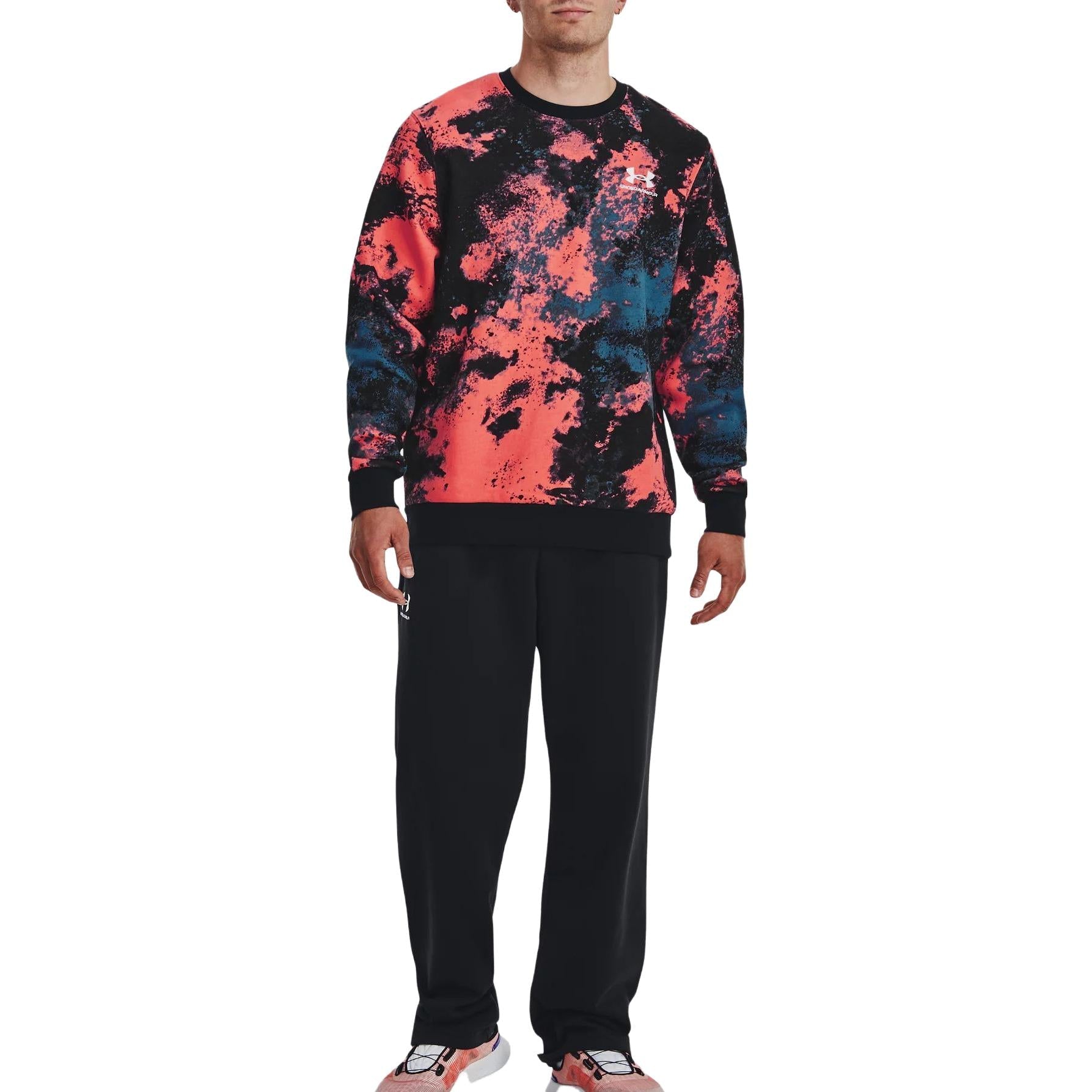 Under Armour Essential Fleece Paint Crew Sweatshirt 'Pink Black Blue' 1382318-690