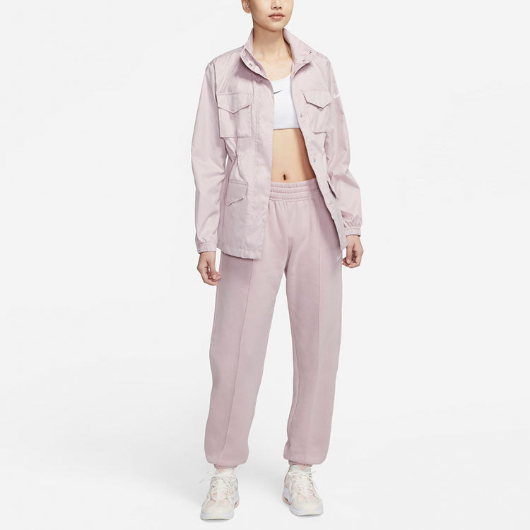 (WMNS) Nike Multiple Pockets Stand Collar Solid Color Woven Champagne Color Jacket CZ8973-645