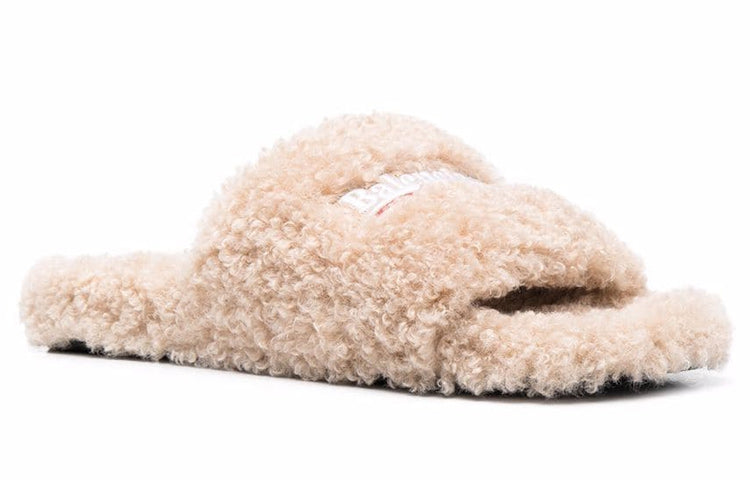 Balenciaga Furry Slides 'Beige' 654747W2DO19796