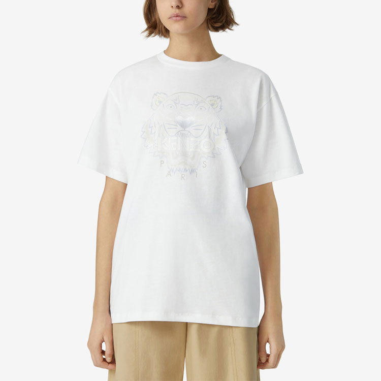 KENZO SS21 Classic Tiger Head Pure Cotton Short Sleeve White FB52TS9724YG-01