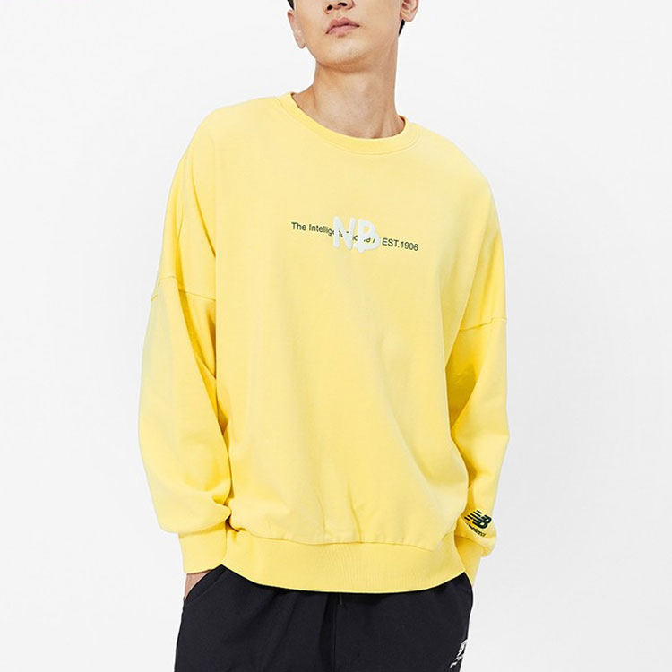 New Balance Men's New Balance Logo Printing Knit Sports Round Neck Pullover Yellow AMT13365-LHZ