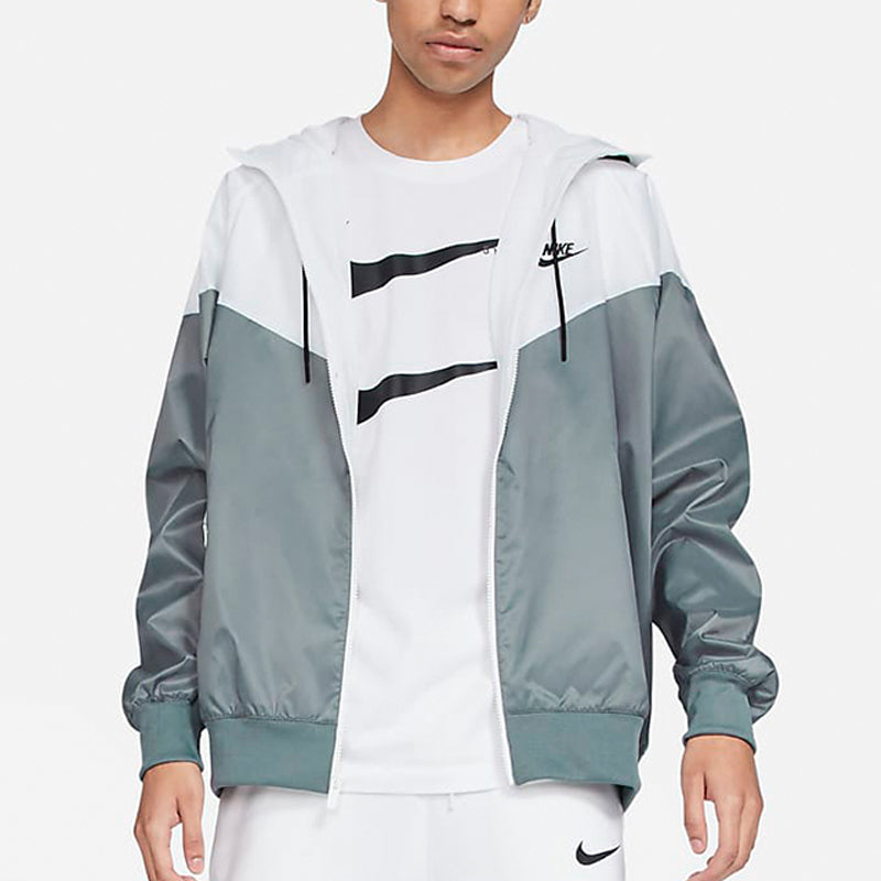 Nike Sport Zipper Hoodie Wind-Proof Jacket Men's GreyWhite DA0001-084
