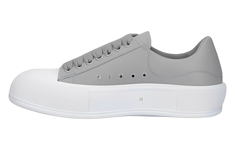 (WMNS) Alexander McQueen Deck Plimsoll Lace-Up Sneakers 'Grey White' 667245WIAB61806