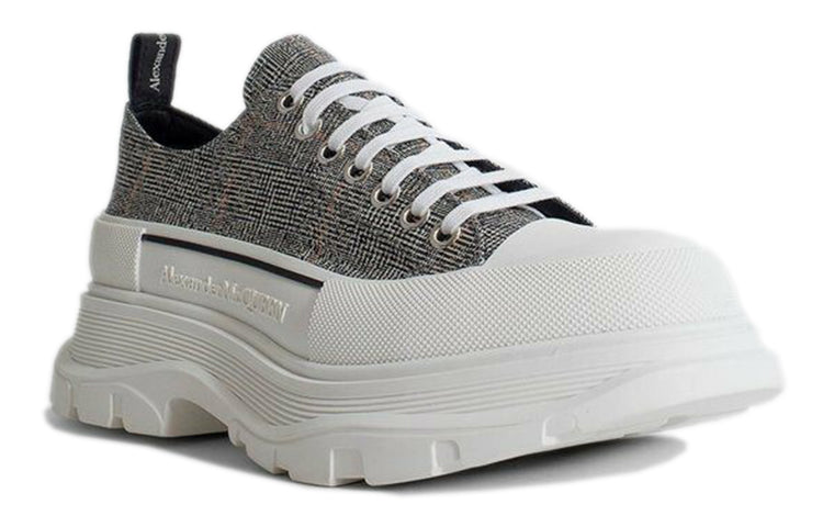 (WMNS) Alexander McQueen Tread Slick Plaid Lace-Up Sneakers 'Black White' 652757W4PE11071