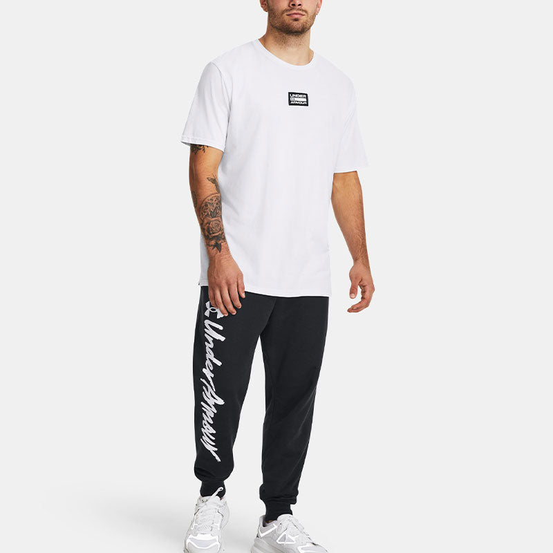Under Armour Rival Fleece Graphic Joggers 'Black White' 1379776-001