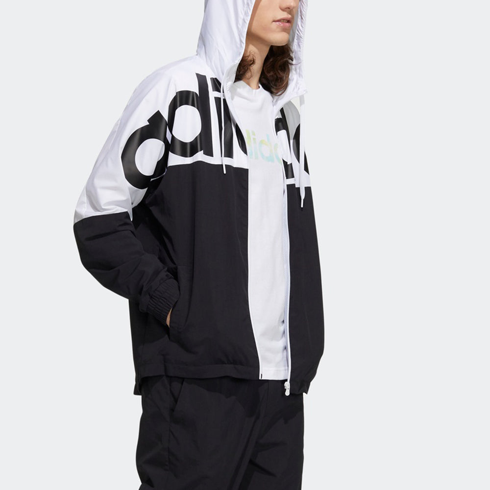 adidas neo M Icons C+ Wb Contrasting Colors Printing Logo Sports Hooded Jacket Black H14213