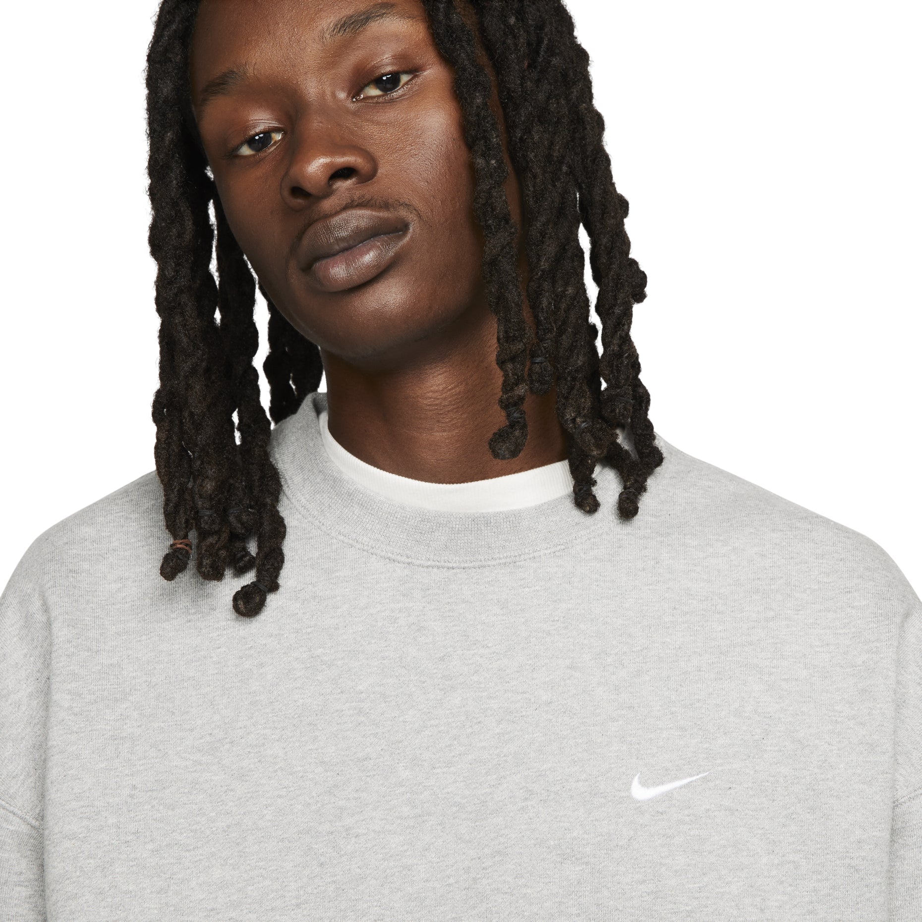 Nike Solo Swoosh Fleece Crew Sweat 'Dark Grey Heather White' DX1361-063