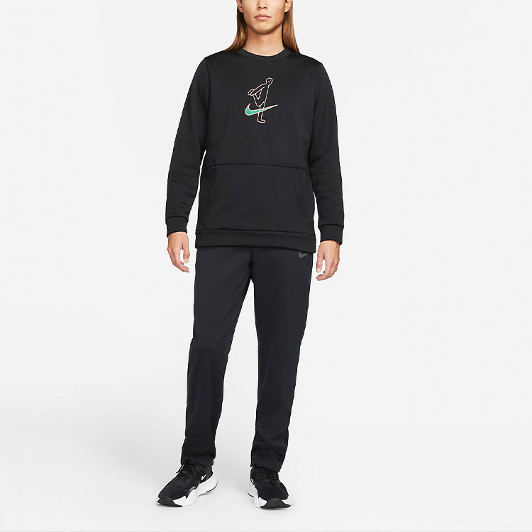 Men's Nike As Nk TF Turf Top Ls Crew Story P Casual Character Printing Round Neck Pullover Black DM5999-010
