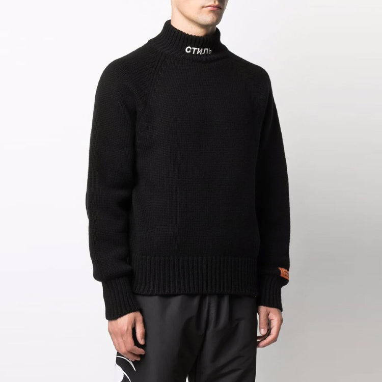 HERON PRESTON CTNMB Heavy Knit Turtleneck Sweaters 'Black White' HMHF001F21KNI0011001