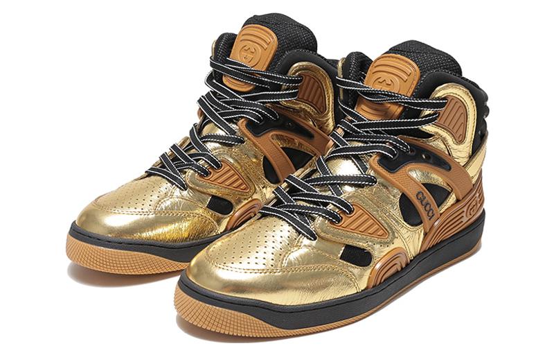 Gucci Basket Sneakers 'Tan Gold Black' 724005-AABB8-8047