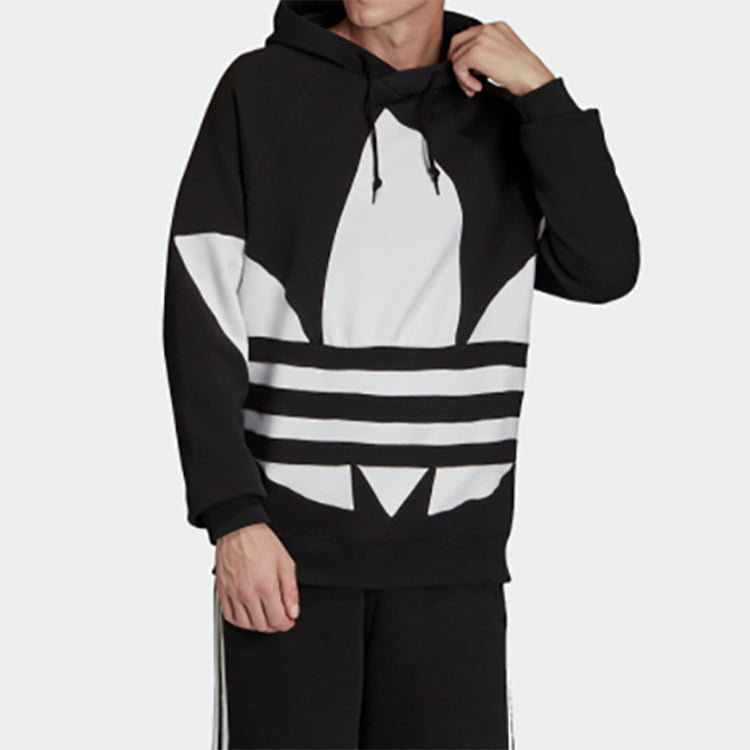 Men's adidas originals Large Logo Drawstring Black Pullover FM9908